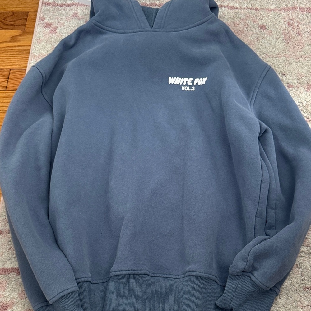 Blue White fox hoodie size xs/s no stains